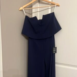 Lulu's Navy Blue Strapless Jumpsuit